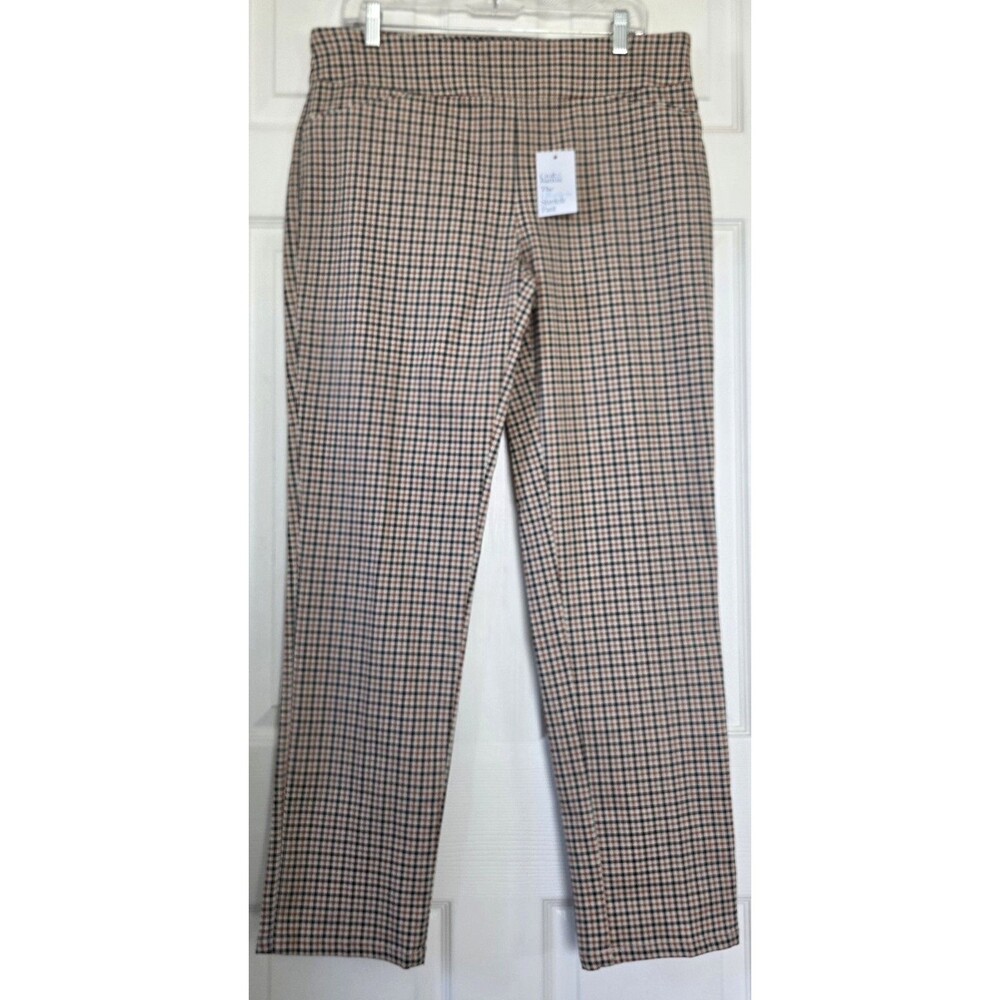 CROFT & BARROW Black Tan & Rust Plaid Pants Effortless Stretch Women's 12 NWT